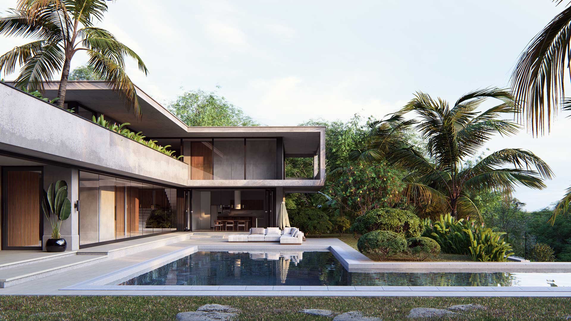 כתב כמויות Tropical villa side view
